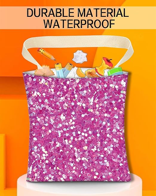 Car Trash Can, Durable Hanging Car Trash Garbage Bag, Cute Automotive Garbage Cans Organizer, Cute Purple Glitter Pattern