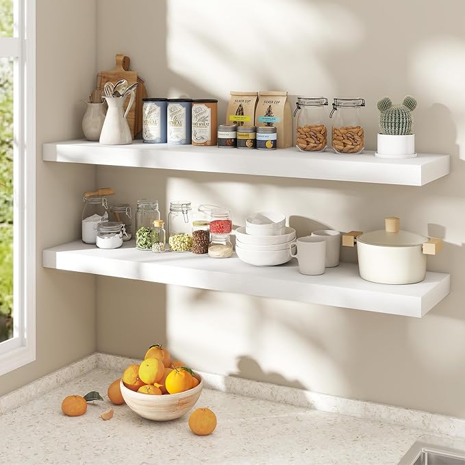 Dreamland White Floating Shelves 48 Inch Long,8 Inch Deep Floating Shelves,48" W x 8" D Wall Shelves for Bedroom,Living Room,
