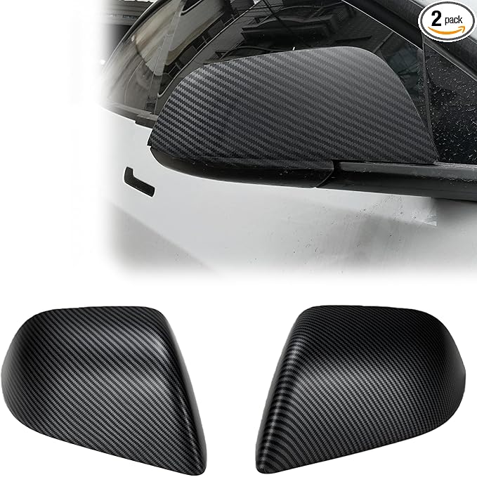 Side Mirror Caps Cover Compatible with Tesla Model 3 2017 2018 2019 2020 2021 2022 2023 2024 2025 Matte Carbon Fiber Mirror Covers