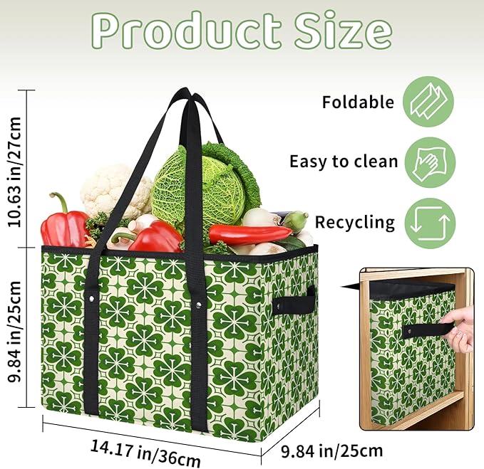 Reusable Grocery Bag, Foldable Large Shopping Tote Bag for Groceries Kitchen Picnic Car Trunk