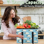 Reusable Grocery Bags Heavy Duty Shopping Bags Foldable Large Tote Bags with Long Handles & Hard Bottom