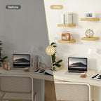 Fun Memories Rustic Wood Floating Shelves for Wall, Space-Saving Wall Mounted Shelves for Bathroom, Bedroom, Living Room and 