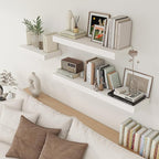 Deep Floating Shelves | 36 Inch White Floating Shelves Set of 2 | 12 Inch Deep Rustic Wood Shelves for Wall | 36" W x 12" D W