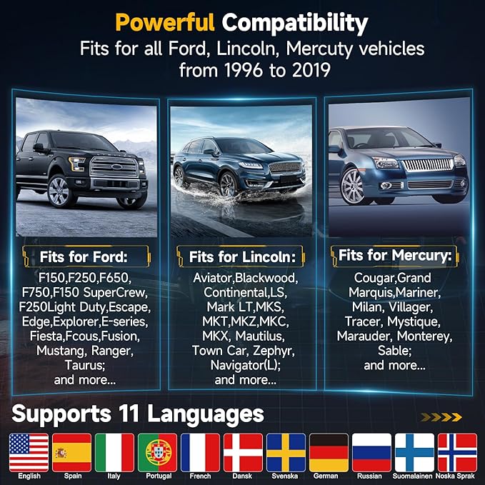 ANCEL FD700 Ford Lincoln Mercury OBD2 Scanner, Full System Automotive Car Code Reader with All Functions, Including Battery
