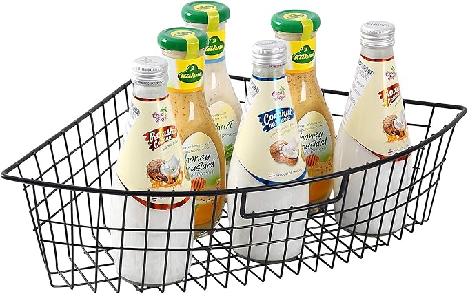 Leeden Lazy Susan Organizer Basket for 24" Diameter Turntable - 16.3" x 10.3" x 4" Metal Organizing Storage Bins (6 Packs) - 