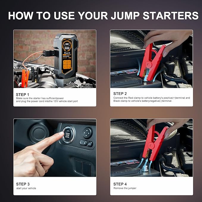 Jump Starter with Air Compressor, Car Jumper Starter Portable 6000A, 150PSI Tire Inflator/Air Pump, LED Flashlight for