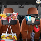Benlari Car Headrest Backseat Organizer with 3.7" Cup Holder - 3 in 1 Seat Back Organizer Headrest Hooks, Multifunctional Storage for Car Backseat Travel Accessories (2pcs)