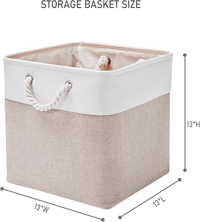13 x 13 Inch Storage Cubes，6 Pack Cube Storage Bins for Shelves，Fabric Collapsible Storage Bins with Handles, Foldable Storag