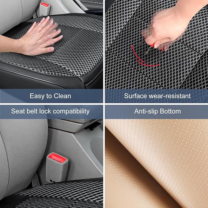 1 Pack Black Ventilated Bottom Car Seat Cover, 3D Air Mesh Breathable Front Leather Car Seat Protectors, Universal Fit Automo