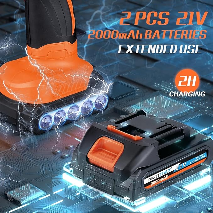 Protmex Cordless Car Buffer Polisher w/ 2x2000mAh 21V Batteries, 6 Inch Car Buffer Waxer Kit, Car Polishing Machine w/Extra 18 PCS Attachments & 6 Variable Speed