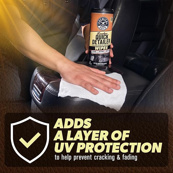 Chemical Guys Leather Quick Detailer Wipes in Canister (30 ct) (2 Pack) – Easy-Clean Conditioning Wipes for Leather Seats, In