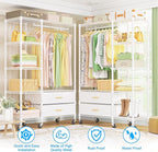 Ulif F3R Heavy Duty Clothes Rack（With Lockable Wheels）Freestanding Clothing Racks for Hanging Clothes，Adjustable Closet Organ