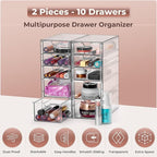 Sorbus Makeup Organizer With 10 Drawers, Acrylic Drawer Organizer for Makeup, Office Organization and Storage, Art Supplies, 