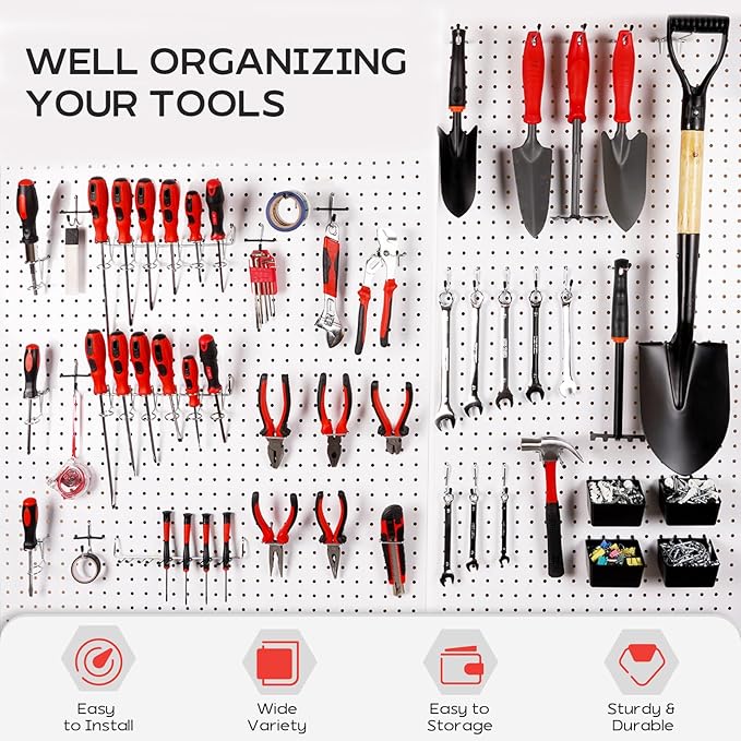 300PCS Pegboard Hooks Kit, Peg Board Organizer Accessories with Bins for Organizing Tools, Fit 1/8 or 1/4 inch Pegboard for H
