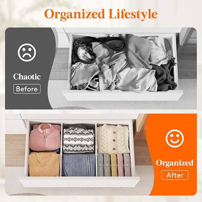 Lifewit 8" Tall 6 Pack Drawer Dividers, 35-56.5cm/13.8-22.2" Expandable Drawer Divider for Clothes, Adjustable Dresser Drawer