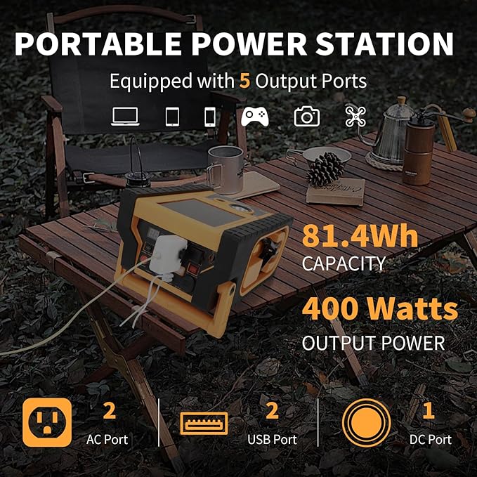 2000A Peak Jump Starter with Air Compressor Portable Power Station with 400W Inverter 12V Car Battery Booster for 8.5L