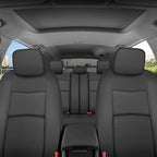 BDk Faux Leather Car Seat Cover Full Set - Front & Rear Split Bench Black Seat Covers For SUV & Truck Seat Covers, Airbag Com