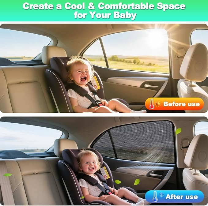 Car Window Shades for 2018-2024 Camry - Rear Side Window Sun Shade for Baby, Breathable Mesh Car Privacy Window Covers, UV Protection & Heat Insulation for Road Trips, Napping, Camping (2 PCS)