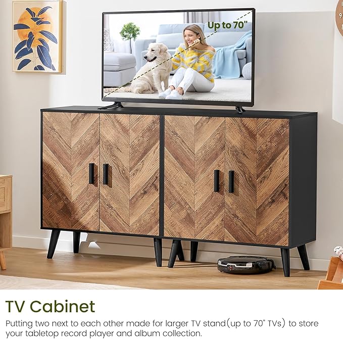Iwell Storage Cabinet with 2 Shelves & Doors, Sideboard Buffet Cabinet with Storage, Entryway Cabinets, Accent Cabinets for L