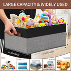 3 Pack Large Capacity Storage Bins Closet Organizer for Shelves, Fabric Closet Storage Baskets Boxes with Leather Handles for