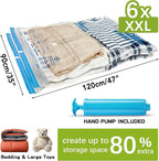 XXL Jumbo Vacuum Storage Bags, 47''X35'' Extra Large Space Bags for Blanket, Bedding, Comforters (6-XXL)