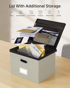 Oterri File Organizer Boxes with Lids, File Box with Mesh Pockets, Document Organizer Box for Letter Size Folders, Zippers Im
