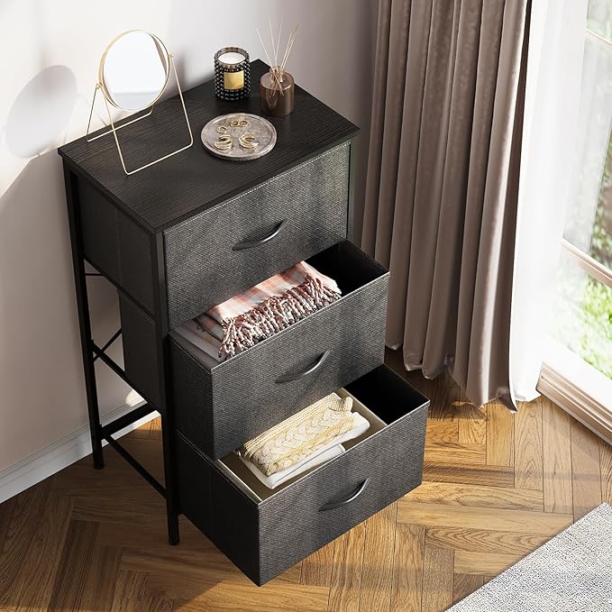 AODK Dresser for Bedroom Nightstand Small Dressers Chest of Drawers End Table for Living Room, Closet Dresser with 3 Storage 