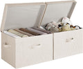 StorageWorks Fabric Storage Bins with Lid, Decorative Storage Boxes for Shelves, Stackable Closet Organizer Basket with Handl