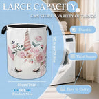 Cute Unicorn Laundry Basket Collapsible Laundry Hamper Clothes Toy Storage Bin for Bathroom Bedroom Room Decor 16" X 20.8"