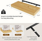 Dreamland 16 Inches Floating Shelves for Wall,6.7 Inch Deep Floating Shelves Set of 2, Large Display & Storage Shelf, Wall Sh