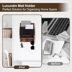 Key and Mail Holder for Wall, Key Holder with Chalkboard and Long Storage Box, Key Hanger with 3 Sturdy Hooks for Coat, Dog L