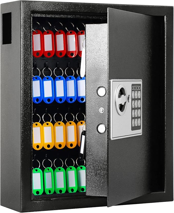 KYODOLED Electronic 60-Key Cabinet Wall-Mounted Digital Key Safe, Key Lock Box, Large Security Key Box for Keys Holder, Heavy