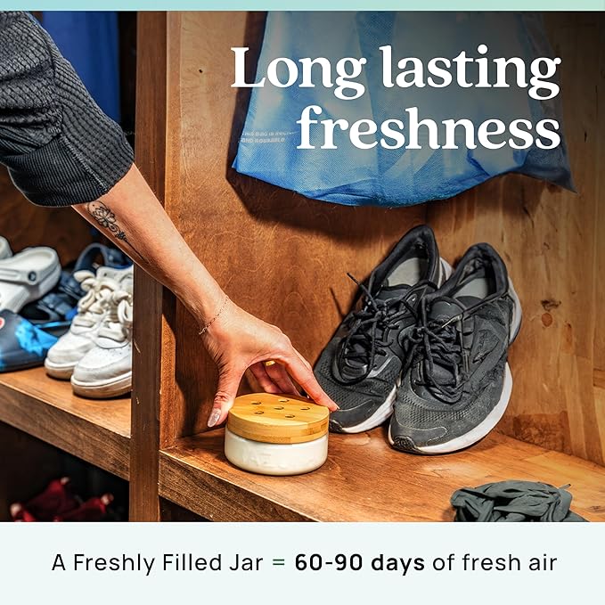 Azuna Air Freshener & Odor Eliminator Gel 4 Room Kit, Includes (4) 8 oz. Empty Luxe Glass Jars & 24 oz. Refill with Tea Tree 