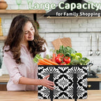 Reusable Grocery Bags Heavy Duty Shopping Bags Foldable Large Tote Bags with Long Handles & Hard Bottom