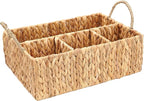 Wicker Divided Storage Basket Woven Natural Basket Hyacinth for Organizing Bathroom Kitchen Shelves Office Supplies Organizat