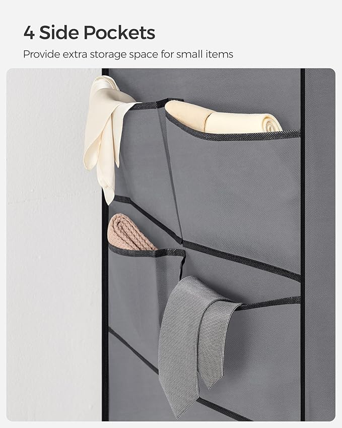 SONGMICS Portable Closet, Wardrobe Closet Organizer with Cover, 3 Hanging Rods and Shelves, 4 Side Pockets, 51.2 x 17.7 x 65.