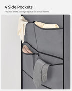 SONGMICS Portable Closet, Wardrobe Closet Organizer with Cover, 3 Hanging Rods and Shelves, 4 Side Pockets, 51.2 x 17.7 x 65.