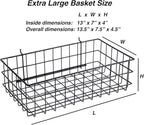 RightArrange Pegboard Basket Size XL, Black - Hooks to Any Peg Board - Square Style Wire Shelf Baskets - Organize Tools, Work