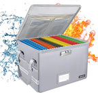 ENGPOW File Box with Lock, Fireproof Document Box with Zipper＆Pockets, Collapsible File Organizer Filing Storage Cabinet with