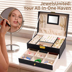 coobest Jewelry Box, 2 Layer Jewelry Organizer with Velvet Earring Organizer, Jewelry Holder Organizer Travel, White Jewelry 