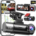 4K+2K+2K 3 Channel Dash Cam Front and Rear, 128GB Card Included, Dash Camera for Cars 5.8G/2.4G Dual Wifi, Built-in GPS, Nigh