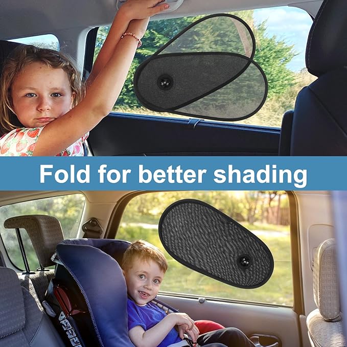 2 PCS Car Window Shade for Baby, Adjustable Rotatable Automotive Mesh Sun Blocke Driver Side Window Car Sunshades, with Suction Cups, Glare and UV Rays Protection, Fits Most of Vehicle