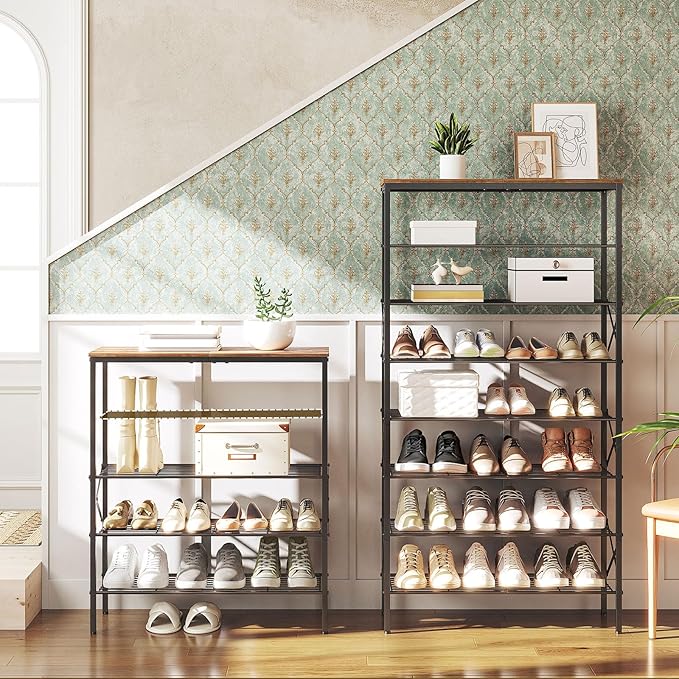 YATINEY 8 Tier Shoe Rack, Shoe Storage Organizer, Large Capacity Shoe Shelf Holds 32 Pairs of Shoes, Sturdy and Stable, for E