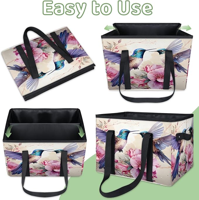 Reusable Grocery Bags Heavy Duty Shopping Bags Foldable Large Tote Bags with Long Handles & Hard Bottom