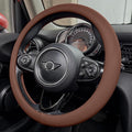 PINCTROT Large Size Nappa Leather Steering Wheel Cover, Slim Fit No Bulk Design, One Piece Leather with Breathable Perforatio