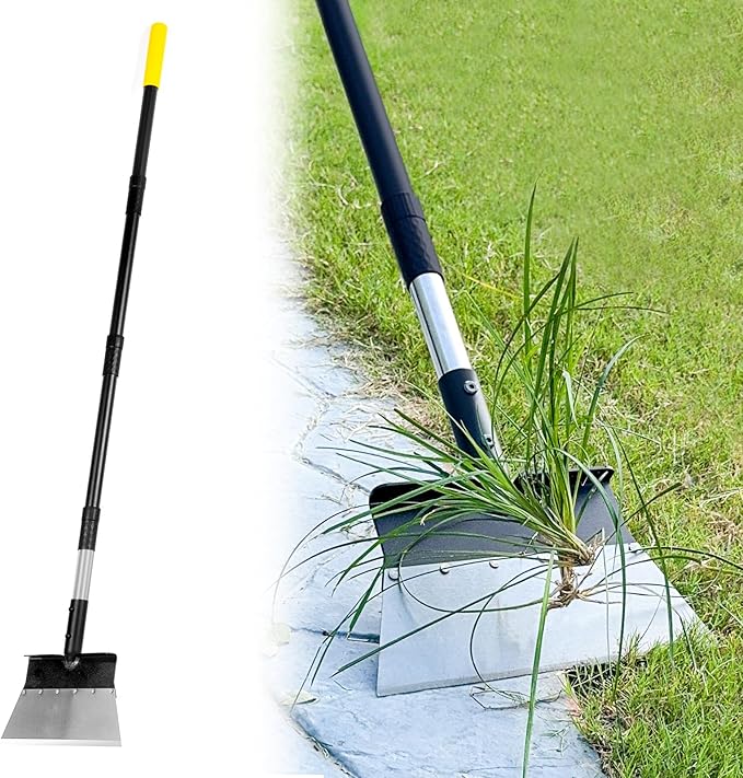 Garden Flat Shovel, Heavy Duty Multifunctional Cleaning Shovel with 60" Adjustable Long Handle, Metal Floor Scraper Tool for Weeding, Scraping, Ice & Snow Removal, Driveway, Sidewalk, Garden, Outdoor
