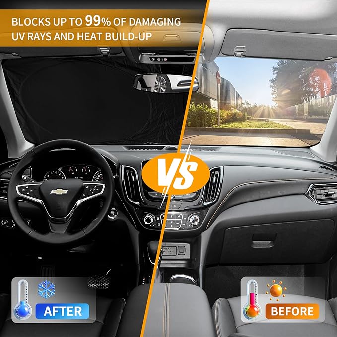 Car Windshield Sun Shade for 4Runner 2003-2009-Sunshade for Front Window Cover Custom Fit Toyota RAV4 4Runner Sequoia Land Cruiser Sun Visor Protector 210T Fabric Foldable Shades Block UV Ray (M+