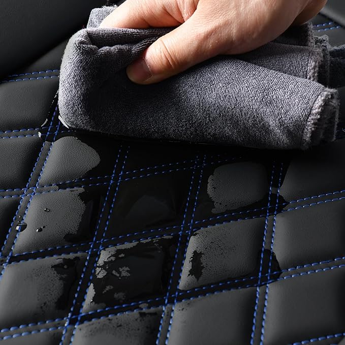 Huidasource Car Back Seat Cover, Leather Anti Slip Automotive Rear Seat Cover Protector, Back Seat Car Cover Velcro Adjustabl
