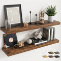 40 Inch Floating Shelves for Wall Set of 2, 8"D Wood Grain Bathroom Shelves with Invisible Brackets, Easy Install Engineered 