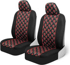 BDK Red Rose Car Seat Covers for Front Seats, 2 Pack – Flower Pattern Front Seat Cover Set with Matching Headrest, Sideless D